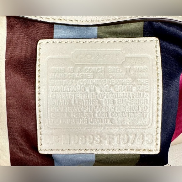 Coach Y2K Ergo White Leather XL Tote Bag w/ Legacy Stripe Interior & Hang Tag - Picture 3 of 8